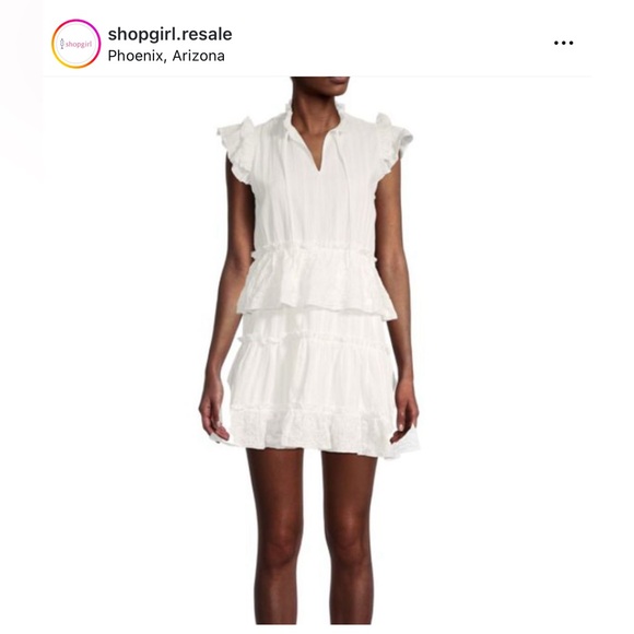 Anthropologie Dress‎ Eyelet Ruffle Tiered Maeve Revolve Misa Top White J. Crew - Picture 1 of 2